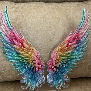 Colorful Rhinestone Angel Wings Decor I am Standing Open For You